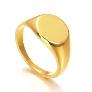 316L cincin logam pria, TERBARU berlapis emas desain cincin jari Mode militer sederhana perak cincin baja tahan karat
