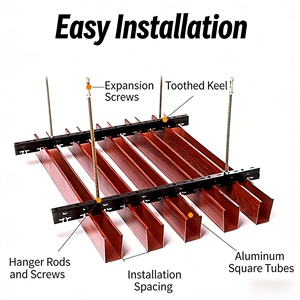 Aluminum Fireproof Waterproof Moisture-Proof Square Ceiling Tiles with <strong>Metal</strong> <strong>Grid</strong> for Basement Pool House Hall Office Building - Product Image 5