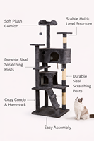 Arbre à chat moderne en velours doux avec poteaux à gratter en sisal, structure d'escalade multi-niveaux en peluche pour espace de repos à domicile