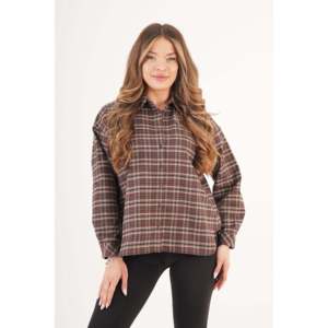 Camicia da Donna a Quadri con Bottoni, Stile <span class=keywords><strong>Lumberjack</strong></span> Oversize in Misto Cotone, Giacca Casual Versatile di LUSTRIN - Product Image 1