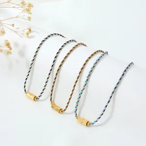 tiff jewelry high quality custom 18k gold plated stainless steel braided rope necklace