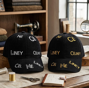 Casquette de baseball personnalisée avec logo de marque, en velours côtelé, faible MOQ, OEM ODM, vintage, luxe, motif Smiley, structurée, 6 panneaux, pour hommes et femmes - Product Image 2