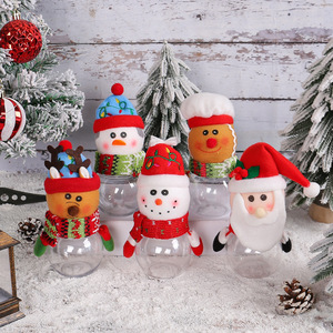 QY Factory Wholesale  Eco-friendly Cartoon <span class=keywords><strong>Santa</strong></span> Decor Gift Kids Storage Plastic Round  Bottle New Year Christmas Candy Jar - Product Image 2