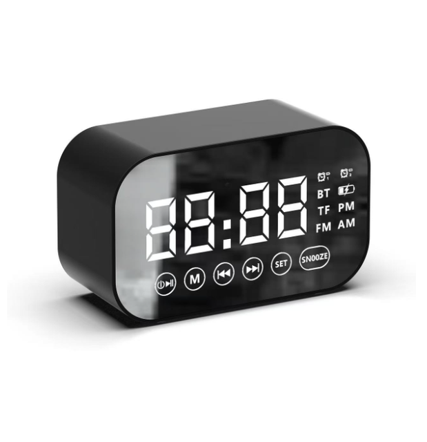 LED RGB Plastic for Mini Alarm Clock Speaker with FM TF Card for Home Outdoor Computer & Mobile Phone