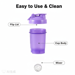 Botella Mezcladora de Proteínas Portátil de 350 ml, Libre de BPA, y Vaso Mezclador de Smoothies <span class=keywords><strong>para</strong></span> el Gimnasio y <span class=keywords><strong>para</strong></span> Llevar - Product Image 5