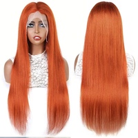 Oferta Especial # Pelucas Bob Rectas de Encaje Frontal Naranja Jengibre 350, 100% Cabello Humano Pre-Arrancado, Peluca Bob Lisa y Suave 13x4