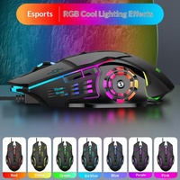 Souris de jeu ergonomique EVESKY E03 à 7 boutons avec rétroéclairage LED, filaire USB, capteur photoélectrique, design silencieux pour ordinateur, e-sport, bureau