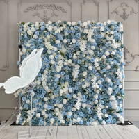 Fournitures de mariage au toucher réel de haute qualité décoration de panneau mural floral toile de fond murale fleur de rose bleue