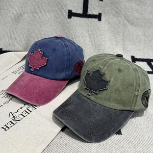 High Quality 6-Panel Cotton Adjustable Summer Sun Hat Streetwear Hip Hop Cap Vintage Maple Leaf Baseball Dad Cap Curved Brim - Product Image 5