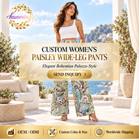 Pantalons amples pour femmes pour un usage décontracté, style à jambes larges, taille élastique, style bohème, avec poches