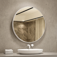 Miroirs muraux décoratifs ronds modernes avec cadre en aluminium finition noir mat pour hôtels, commande en gros