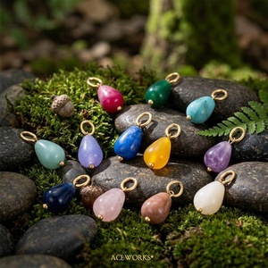 จี้หินประจำเดือนเกิด |   จี้หินธรรมชาติ Tearprop พร้อมห่วงสแตนเลสสตีลชุบทอง 18K PVD สำหรับทำเครื่องประดับ - Product Image 3