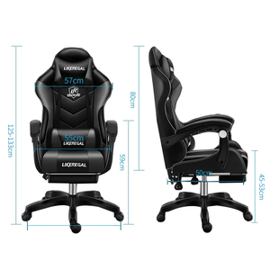 Siège ergonomique de joueur avec support lombaire réglable et repose-pieds en tissu imperméable pour PC/console de jeu - Product Image 4