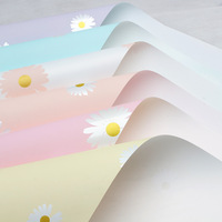 Papier d'emballage à fleurs imprimé marguerite, couleur pastel, pour bouquets, papier de créateur, fournitures pour fleuristes, arrangement de fleurs pour cadeaux