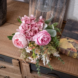 Bouquet de fleurs artificielles Hai Xi Lu Lian, roses roses, hortensias, décoration de mariage à domicile CF01384 - Product Image 1