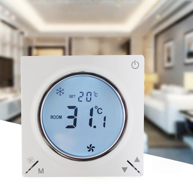 Air Conditioning Temperature Control Thermostat for Fan Coil Units Heating Cooling Thermostat with Touch Screen Thermostat