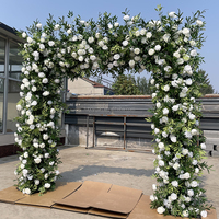 F80 Hochzeitsdekoration 3D Stoff-Hintergrund Blumenreihe Wandmatte Seidenrosen Weiße Blumen-Läufer Künstliche Hängende Blumenwand