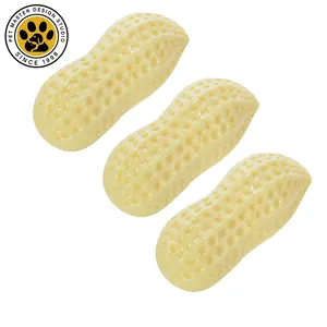 SinSky无毒宠物清洁牙齿互动骨骼玩具黄色花生橡胶狗咀嚼玩具用于积极咀嚼