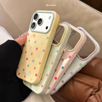 Casing HP Lembut Motif Polkadot Kontras Gaya Ins, Pelindung Anti Benturan untuk iPhone 13 14 15 16 17 Pro