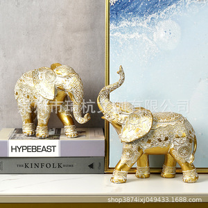 Qi Hang Carved <b>Elephant</b> Figurine QH-21523A Handmade <b>Decorative</b> Home Furnishing Animal Statue Gift For Housewarming - Product Image 5