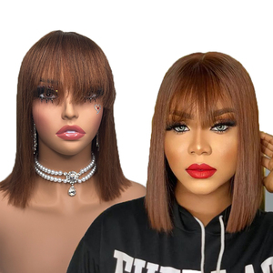 Promotion 35$ Letsfly Perruques en dentelle 1x3 lisses comme des os avec frange 10 pouces 4 #   Cheveux humains naturels en gros, cheveux vierges - Product Image 1