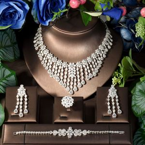 Moda de lujo nuevo conjunto de flores de gotas de agua borla cadena collar pendientes vestido accesorios joyería nupcial boda fiesta S-254 - Product Image 1