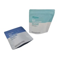 Pochette d'emballage personnalisée bleue et blanche avec fermeture éclair pour les marques de snacks et de friandises pour animaux, avec film souple imprimé en couleur