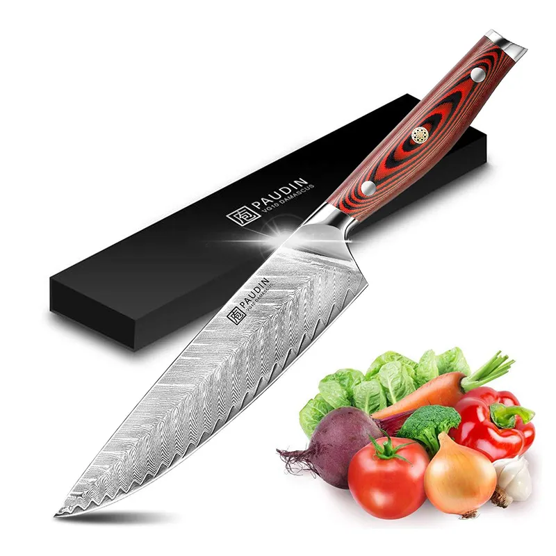 8 inch High Quality Stainless Steel Full Tang Japanese Damascus Steel Master Chef Knife with G10 Handle High End Kitchen Knife