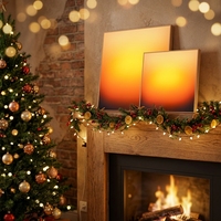 LUZ Lámpara LED Art Deco con Caja de Luz, Cuadro Acrílico Cuadrado con Diseño Atardecer, Control Remoto por APP, Retroiluminada, Hecha a Mano, Decoración para el Hogar, Lámpara para Repisa de Chimenea