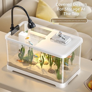 Aquarium de bureau à pression négative ultra-transparent pour poissons rouges, avec filtre 4-en-1, vente en gros - Product Image 2