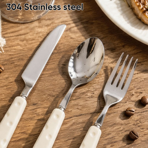 Ensemble de couverts 3 pièces en acier inoxydable avec manche en forme de fromage, poli miroir, compatible lave-vaisselle, cuillère, fourchette, couteau, coffret cadeau pour restaurant et fête - Product Image 4