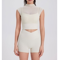 Ensemble de vêtements de yoga en maille sexy Ensemble de vêtements de yoga nus Ensemble de shorts de sport Peach Butt Lift