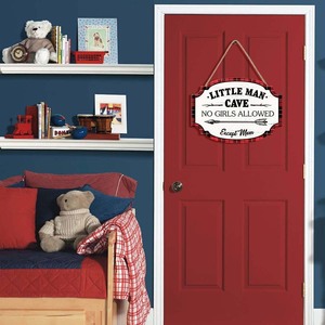Panneau en bois Little Man Cave Panneaux de plaque murale suspendus, <span class=keywords><strong>chambre</strong></span> de porte boisée à carreaux de buffle <span class=keywords><strong>rouge</strong></span> <span class=keywords><strong>et</strong></span> <span class=keywords><strong>noir</strong></span>, décor en bois personnalisé pour <span class=keywords><strong>chambre</strong></span> à coucher - Product Image 3