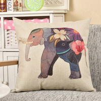 Housse de coussin de canapé en lin éléphant personnalisée impression numérique housse de coussin de voiture en lin décoration de la maison