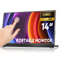 Monitor Portátil SIBOLAN de 14 Pulgadas FHD IPS con Pantalla Táctil, Soporte Integrado y Altavoz - Serie Business, Diseño de Aluminio, Tipo C, Ultra Delgado