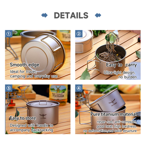 Ensemble d'assiettes et de bols en titane à bas prix d'usine batterie de cuisine antirouille pour l'extérieur - Product Image 3