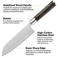 Couteaux de cuisine professionnels en acier inoxydable à haute teneur en carbone avec manche en bois de wengé, couteau à légumes, couteau à viande, couteau Santoku, couteau japonais