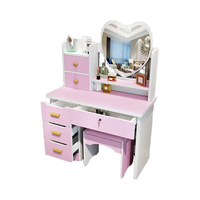 Meuble de chambre à coucher pratique de style européen moderne, panneau MDF, coiffeuse, table de maquillage, miroir, chaise, tiroir - pour un usage en appartement