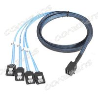 Câble de raccordement SFF-8643 vers 4 SATA, câble Mini SAS HD 7 broches SATA pour serveur, carte RAID HBA, NAS, HDD, SSD