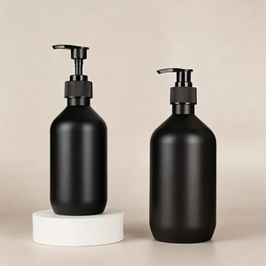 300ml 500ml Plastic Bottle Round Matte <b>Black</b> Lotion <b>Pump</b> Bottle Body <b>Pump</b> Body Oil Bottle Custom Logo - Product Image 3