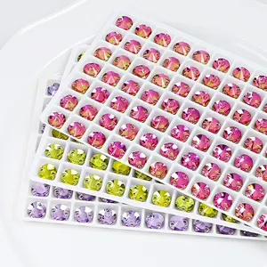 คริสตัลตงโจว รูปทรงริโวลี่ แบบติดเย็บ ไรน์สโตนขายส่ง ไม่ใช้ความร้อน คริสตัลเม็ดเล็ก สำหรับตกแต่งเสื้อผ้า รองเท้า และงานเย็บปักถักร้อย - Product Image 4