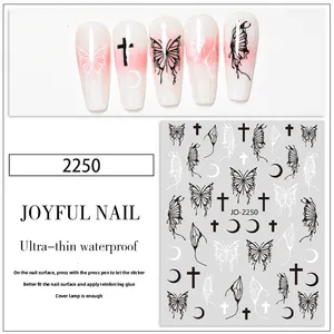 2023 nuovi adesivi di Design all'ingrosso fai da te 3d decalcomanie per unghie piume di farfalla adesivi per unghie