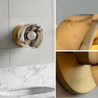 Applique murale de luxe en marbre naturel, luminaire rond en pierre avec globe en verre opale et finition laiton pour chambre, hôtel, salon