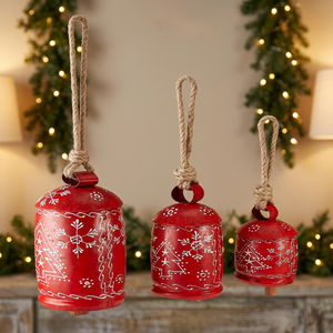 Red Metal Round Painted Hanging Ornament Handmade Floral Wall Decoration Christmas Tree Pendant Gift Craft <b>Pin</b> - Product Image 1