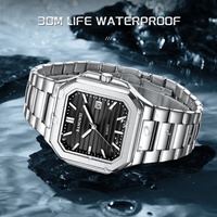 Montre carrée en acier inoxydable LIGE BW8830, prix de gros, pour hommes, lumineuse, luxe, date, classique, montre-bracelet + boîte cadeau
