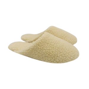Zapatillas de Casa de mula de lana Sherpa para mujer, estilo básico con costura, suela de TPR, Zapatillas de casa de interior cálidas y esponjosas - Product Image 1