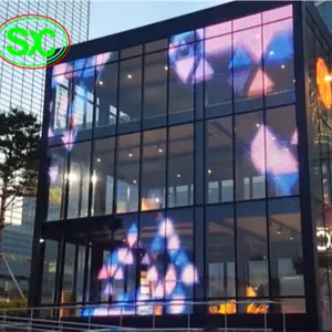 Publicidad Led transparente pantalla de malla de pantalla P 3.91 edificio de pared de vidrio de malla de cortina de pantalla