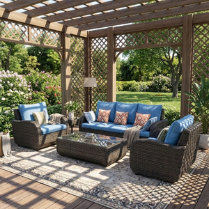 Meubles de terrasse de haute qualité, imperméables, modernes, en rotin, pour salle à manger, jardin, <span class=keywords><strong>extérieur</strong></span>, <span class=keywords><strong>intérieur</strong></span>, hôtel, salon, <span class=keywords><strong>canapé</strong></span> 5 places - Product Image 3