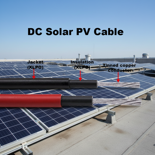 PV1-F Certification Solar PV Cable 1x4mm2 Dc Tinned Copper Electric Wire XLPO XLPE Free Halogen Irradiated