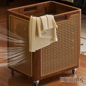 Hiện đại thân thiện với môi vuông mây mía quần áo cản trở bằng gỗ giặt giỏ với có thể tháo rời nắp và tải thả các tính năng - Product Image 5